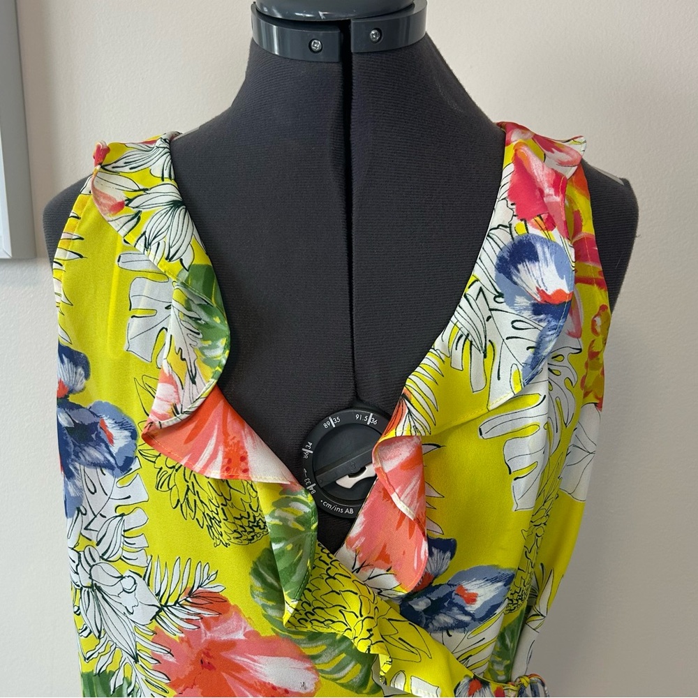 Floral Ruffle Wrap Top in Yellow